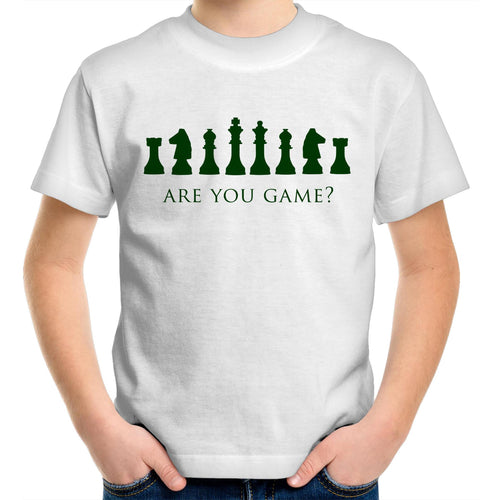 Are You Game, Chess Kids Youth T-Shirt White Kids Youth T-shirt Chess Games Printed In Australia