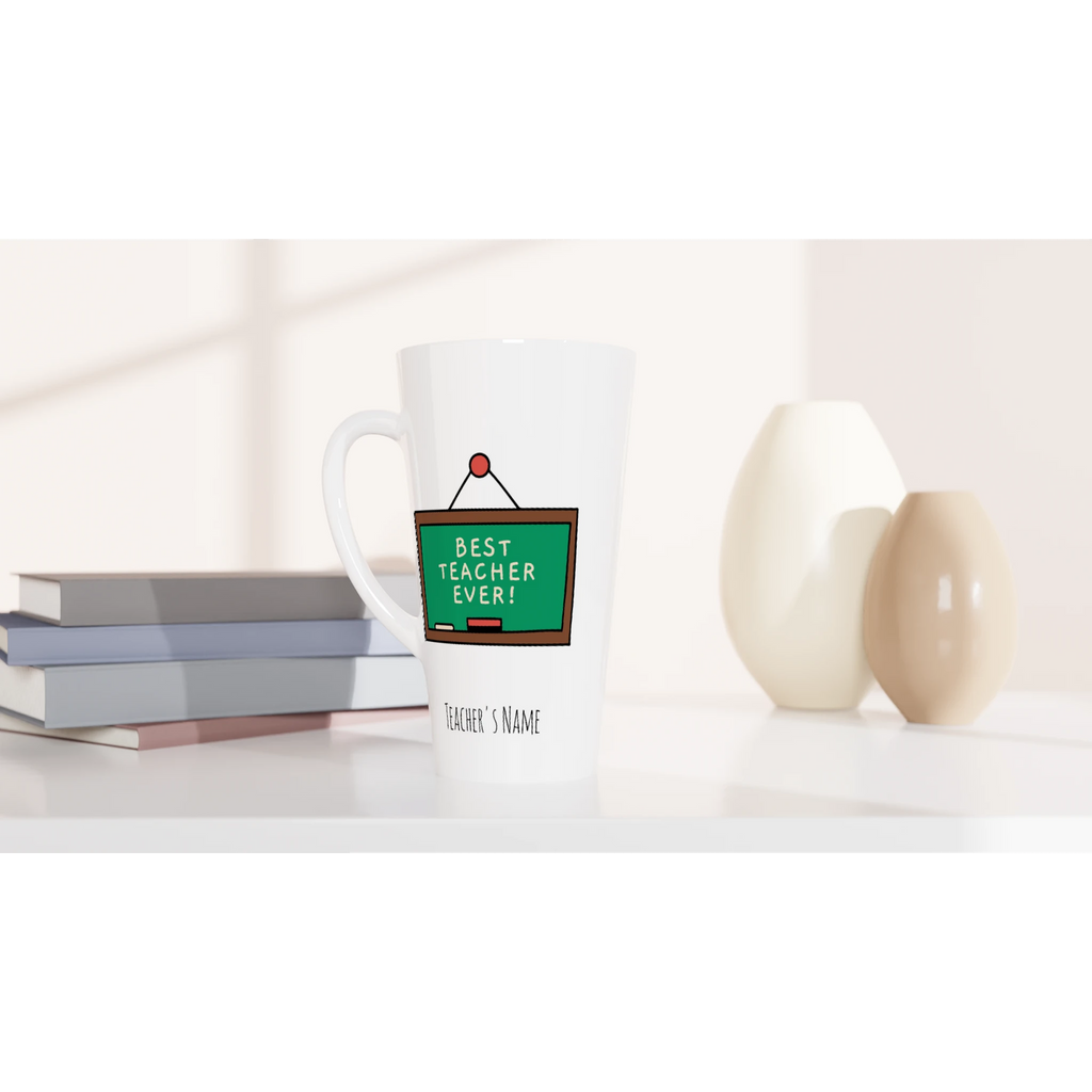 Best Teacher Ever, Blackboard White Latte 17oz Ceramic Mug Latte Mug