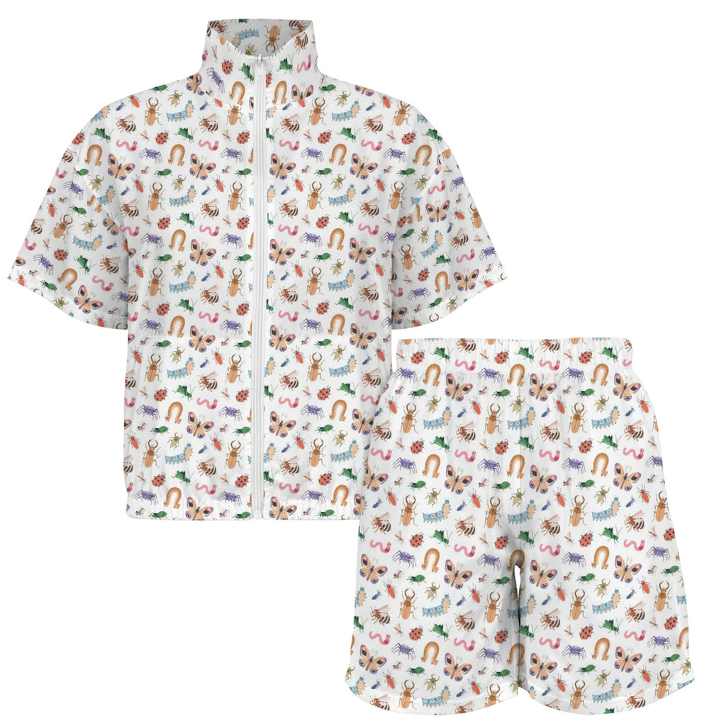 Cute Bugs Women's Windbreaker Short Set Women's Windbreaker Short Set animal Printed Offshore