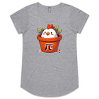 Chicken Pot Pi - Womens Scoop Neck T-Shirt Grey Marle Womens Scoop Neck T-shirt animal Maths Printed In Australia
