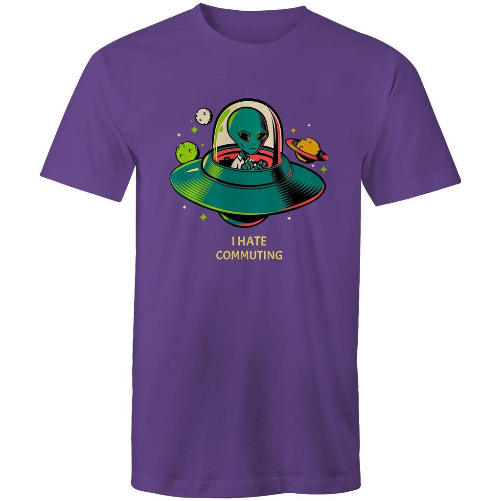 Alien Commute - Mens T-Shirt Purple Mens T-shirt Printed In Australia Sci Fi