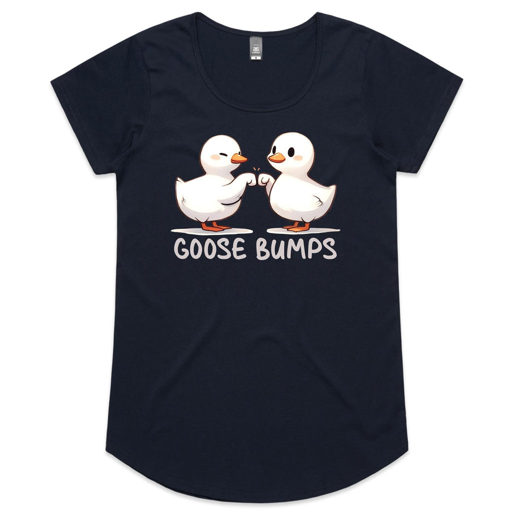 Goose Bumps - Womens Scoop Neck T-Shirt Navy Womens Scoop Neck T-shirt animal Printed In Australia