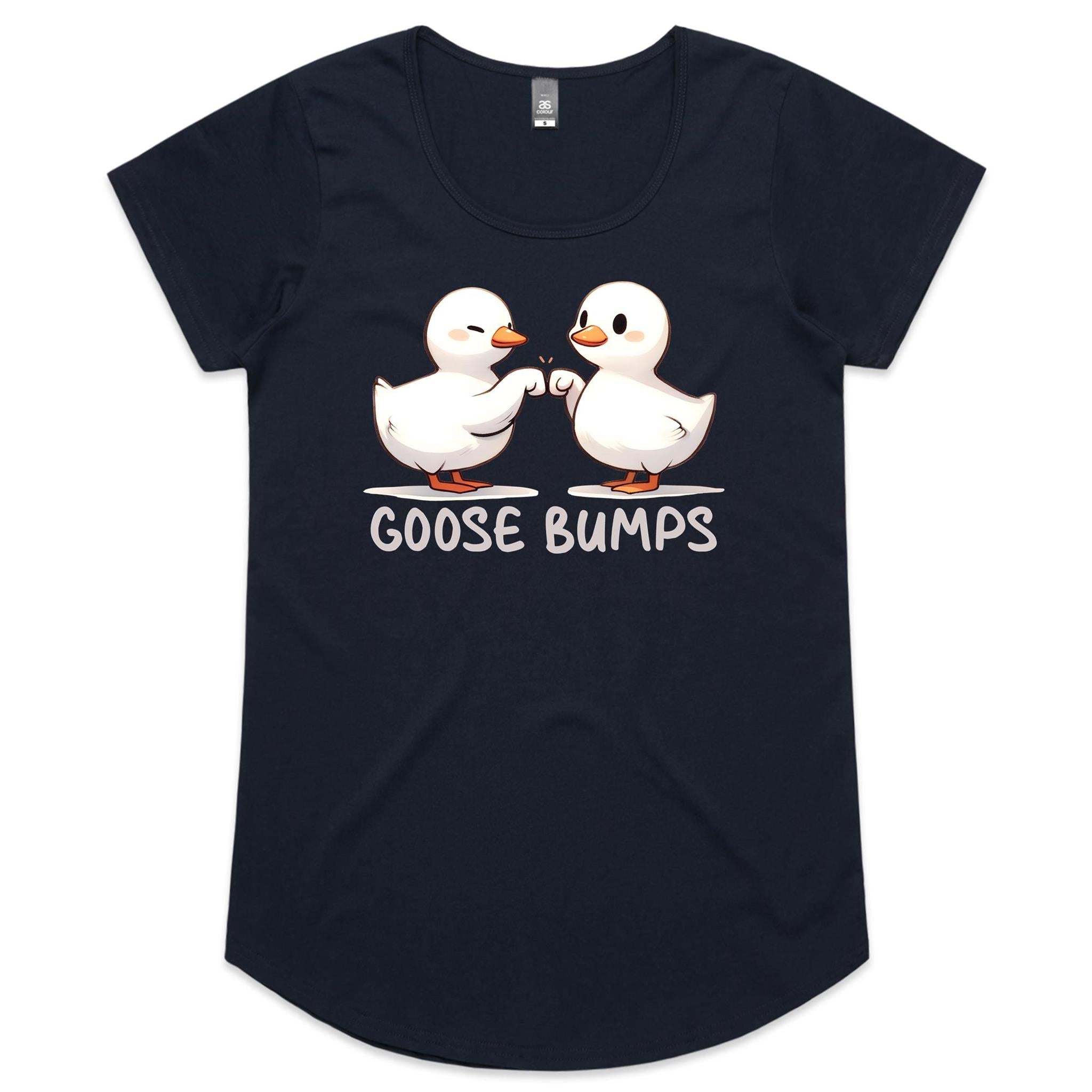 Goose Bumps - Womens Scoop Neck T-Shirt Navy Womens Scoop Neck T-shirt animal Printed In Australia