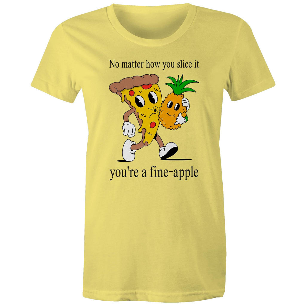 Pineapple Pizza - Womens T-shirt Yellow Womens T-shirt Food Printed In Australia