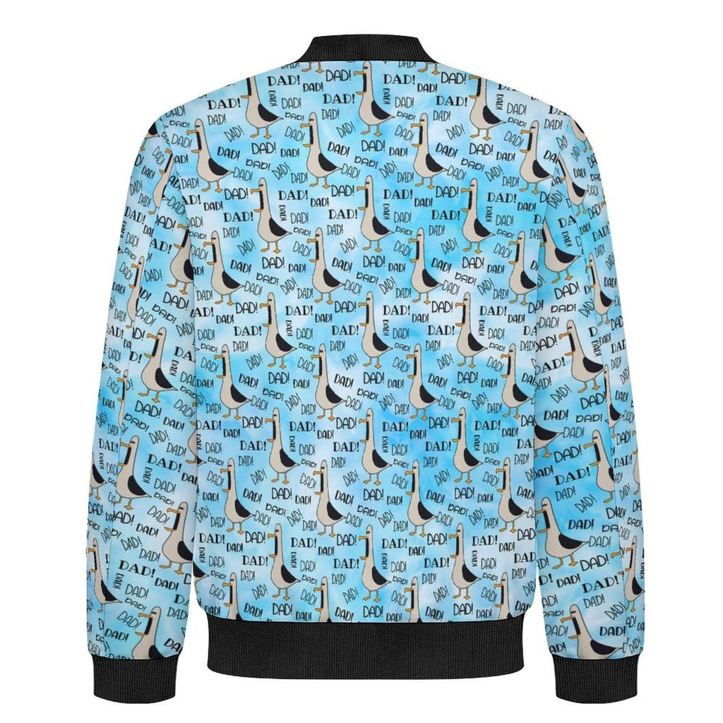 Dad Seagull Men's Casual Zip‑Up Bomber Jacket