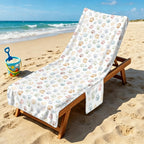 Paw Print Beach Chair Towel Cover with Side Pockets