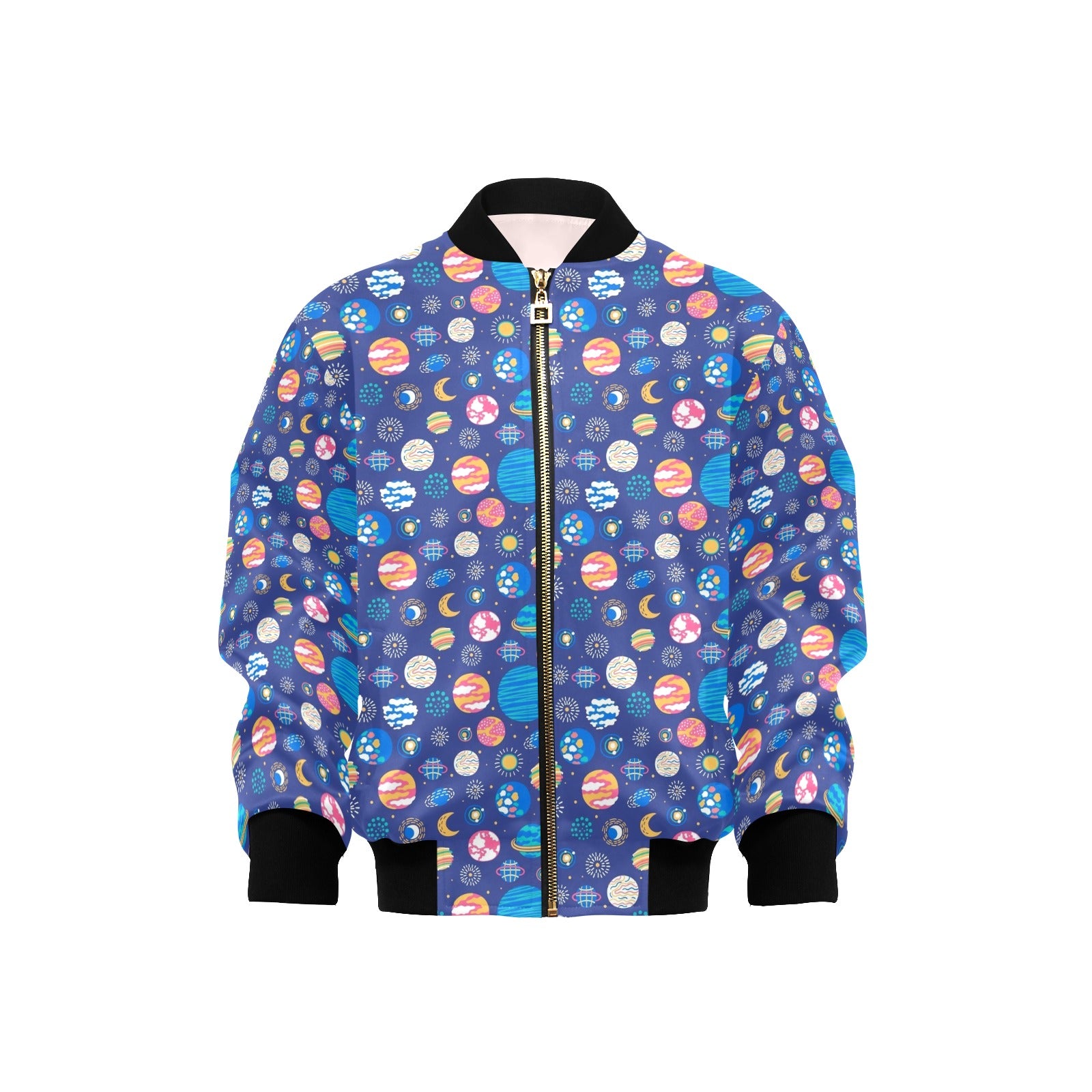 Planets On Blue Kids Bomber Jacket