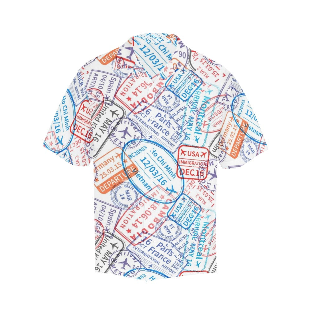 Travel Stamps - Mens Hawaiian Shirt