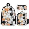 Cat Crowd Three Piece Backpack Set white One size Three Piece Backpack Set Printed Offshore