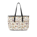 Books And Coffee - Leather Tote Bag-Large
