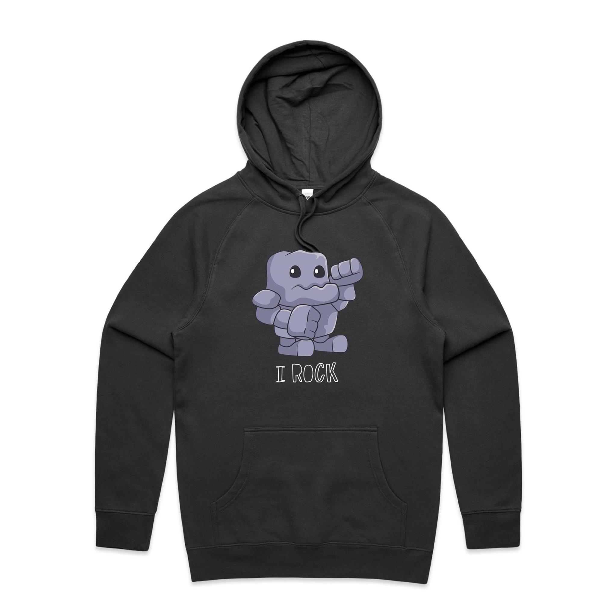 I Rock - Mens Hoodie Coal Mens Hoodie Music Printed In Australia