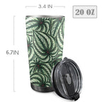 Stripy Leaves 20oz Mobile Tumbler with Lid (Black Lock) 20oz Travel Mug Plants Printed Offshore