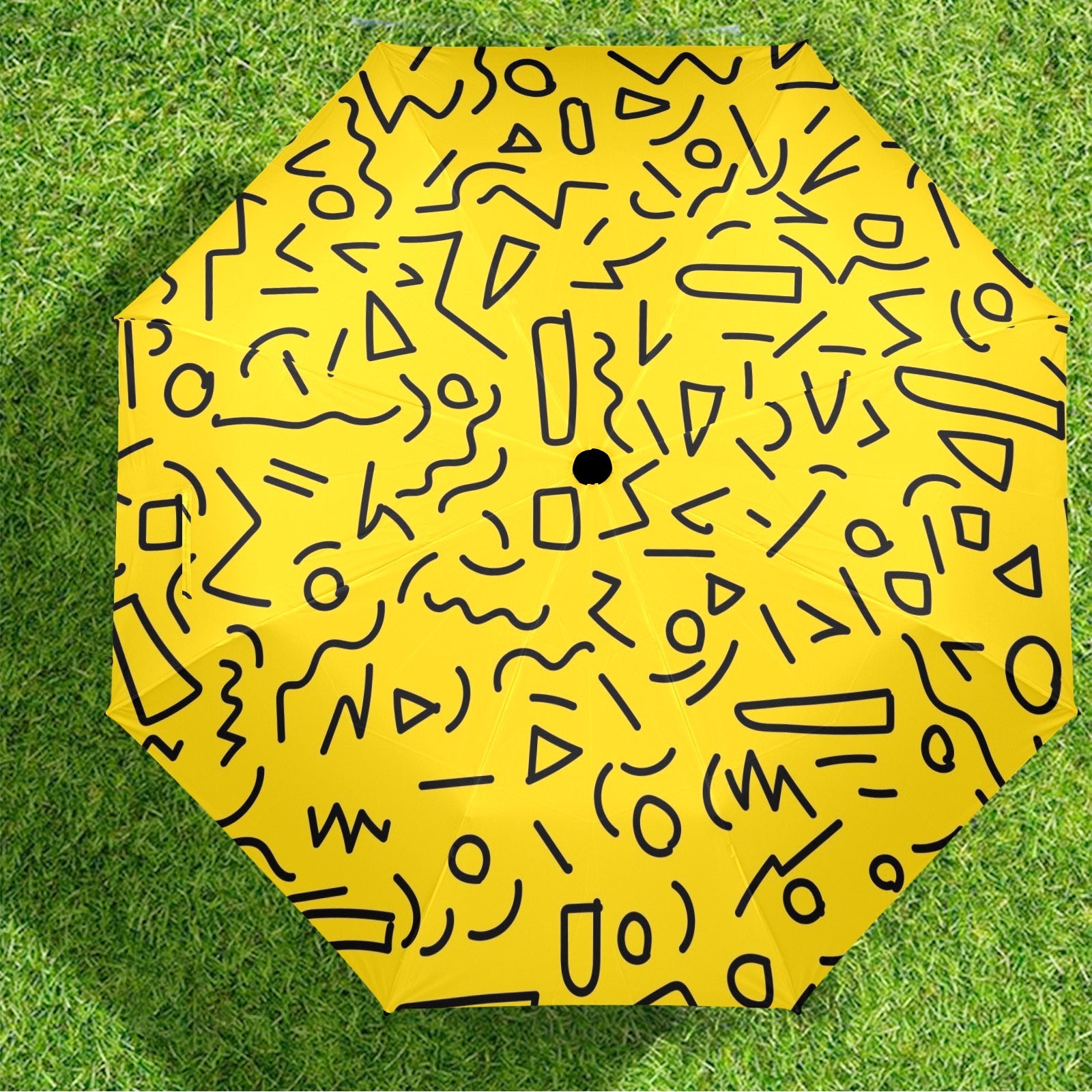 Black Squiggle On Yellow - Umbrella Umbrella Printed Offshore