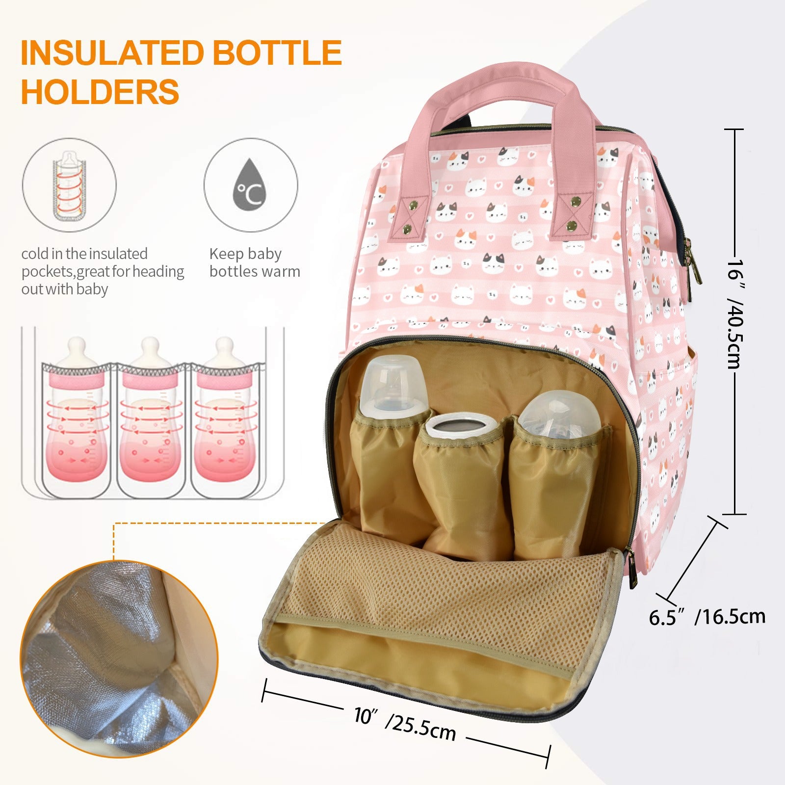 Pink Cats Multi-Function Backpack, Nappy / Diaper Bag Multi-function Backpack, Nappy / Diaper Bag animal Printed Offshore