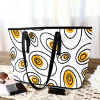 Abstract Eggs - Leather Tote Bag-Large