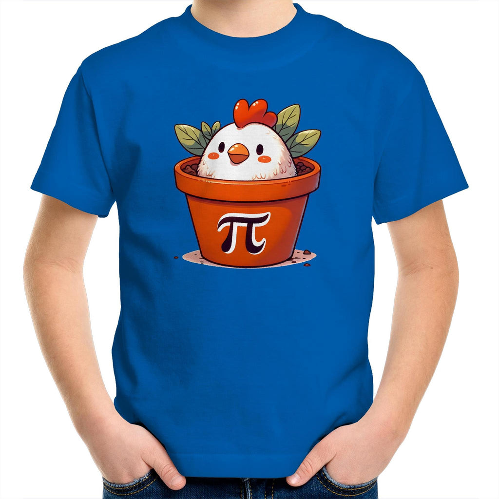 Chicken Pot Pi - Kids Youth T-Shirt Bright Royal Kids Youth T-shirt animal Maths Printed In Australia