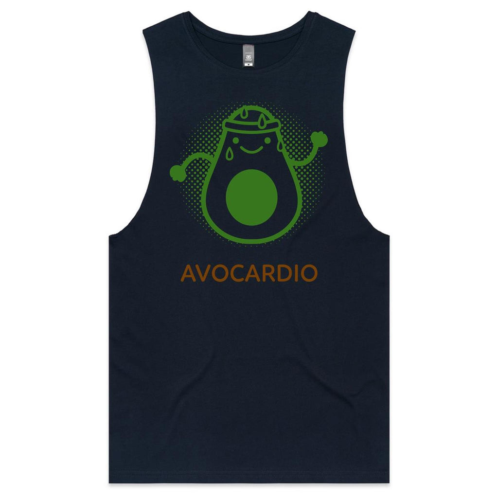 Avocardio - Tank Top Tee Navy Drop Arm Tank Top Fitness Printed In Australia