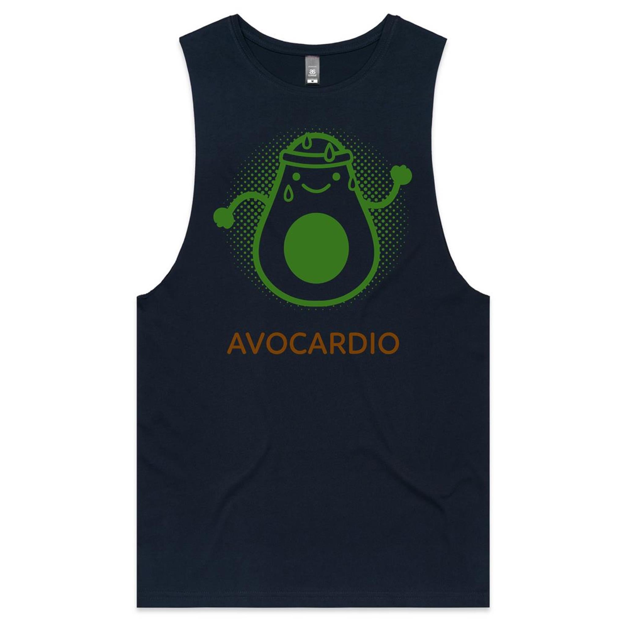 Avocardio - Tank Top Tee Navy Drop Arm Tank Top Fitness Printed In Australia