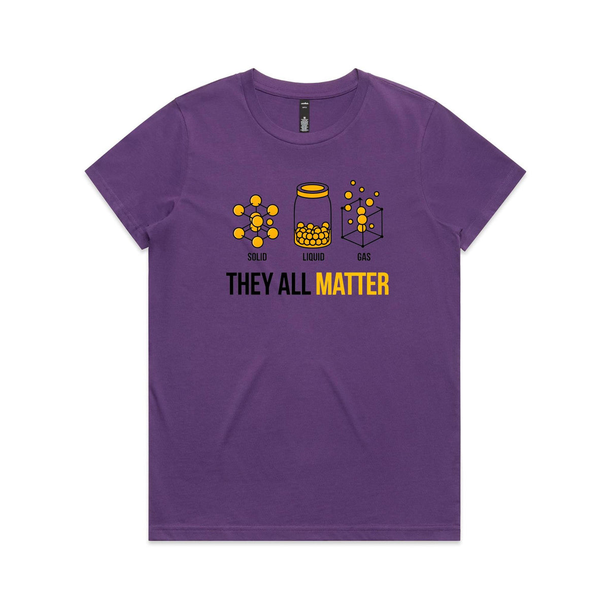 They All Matter Solid Liquid Gas Women's AS Colour T-shirt Purple Womens T-shirt Printed In Australia Science