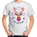 Christmas Deer - Kids Youth T-Shirt White Kids Christmas T-shirt Christmas Printed In Australia