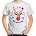 Christmas Deer - Kids Youth T-Shirt White Kids Christmas T-shirt Christmas Printed In Australia