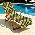 Painted Sunflower Beach Chair Towel Cover with Side Pockets