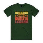 Husband, Dad, Barista, Legend Men's AS Colour T-shirt Forest Green Mens T-shirt Coffee Dad Printed In Australia