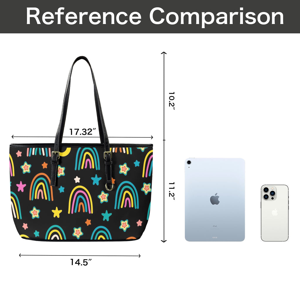 Rainbows - Leather Tote Bag-Large