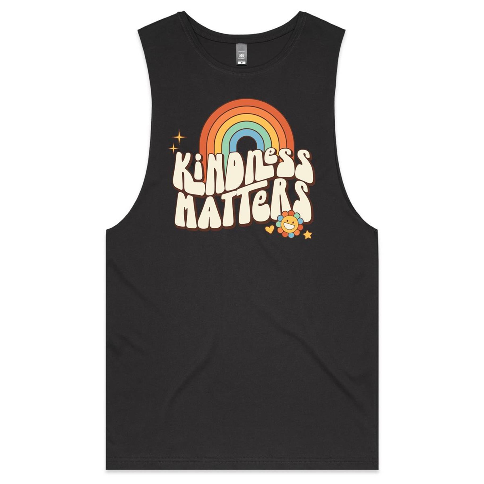 Kindness Matters - Mens Tank Top Tee Coal Drop Arm Tank Top Kindness Printed In Australia