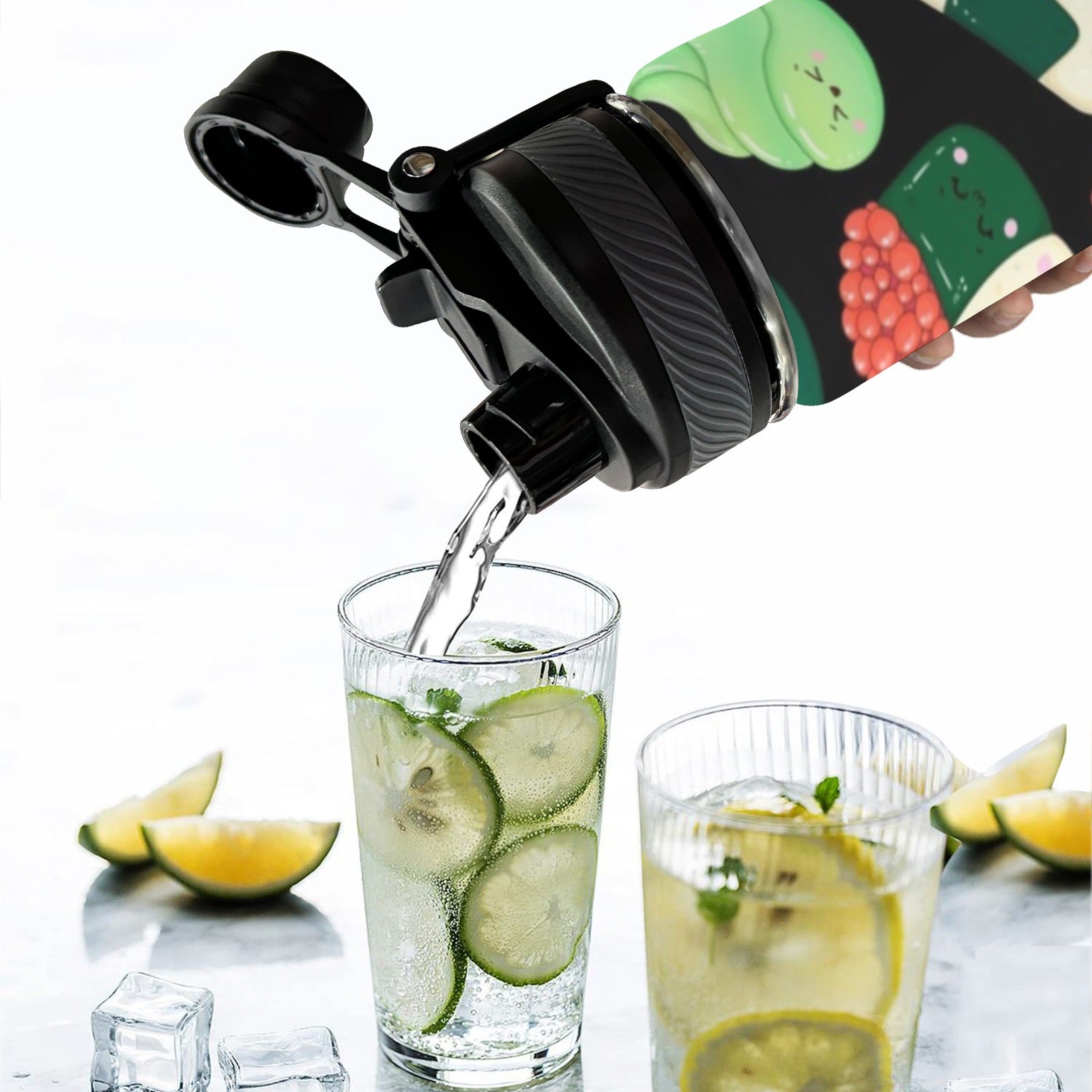 Happy Sushi - Insulated Water Bottle with Dual-Use Lid (18oz) Insulated Water Bottle with Dual-Use Lid (18oz) Food Printed Offshore