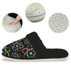 Atoms Women's Fur Trim Thick-Sole Indoor Slippers Women's Fur Trimmed Slippers Printed Offshore Science