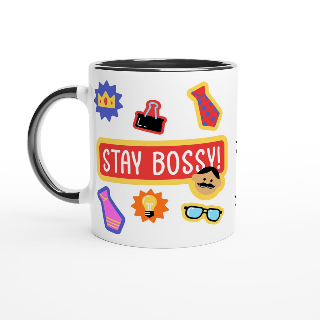 Personalised - Stay Bossy, Boss Mug - White 11oz Ceramic Mug with Colour Inside Personalised Mug Customise Funny Personalise
