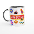 Personalised - Stay Bossy, Boss Mug - White 11oz Ceramic Mug with Colour Inside Personalised Mug Customise Funny Personalise