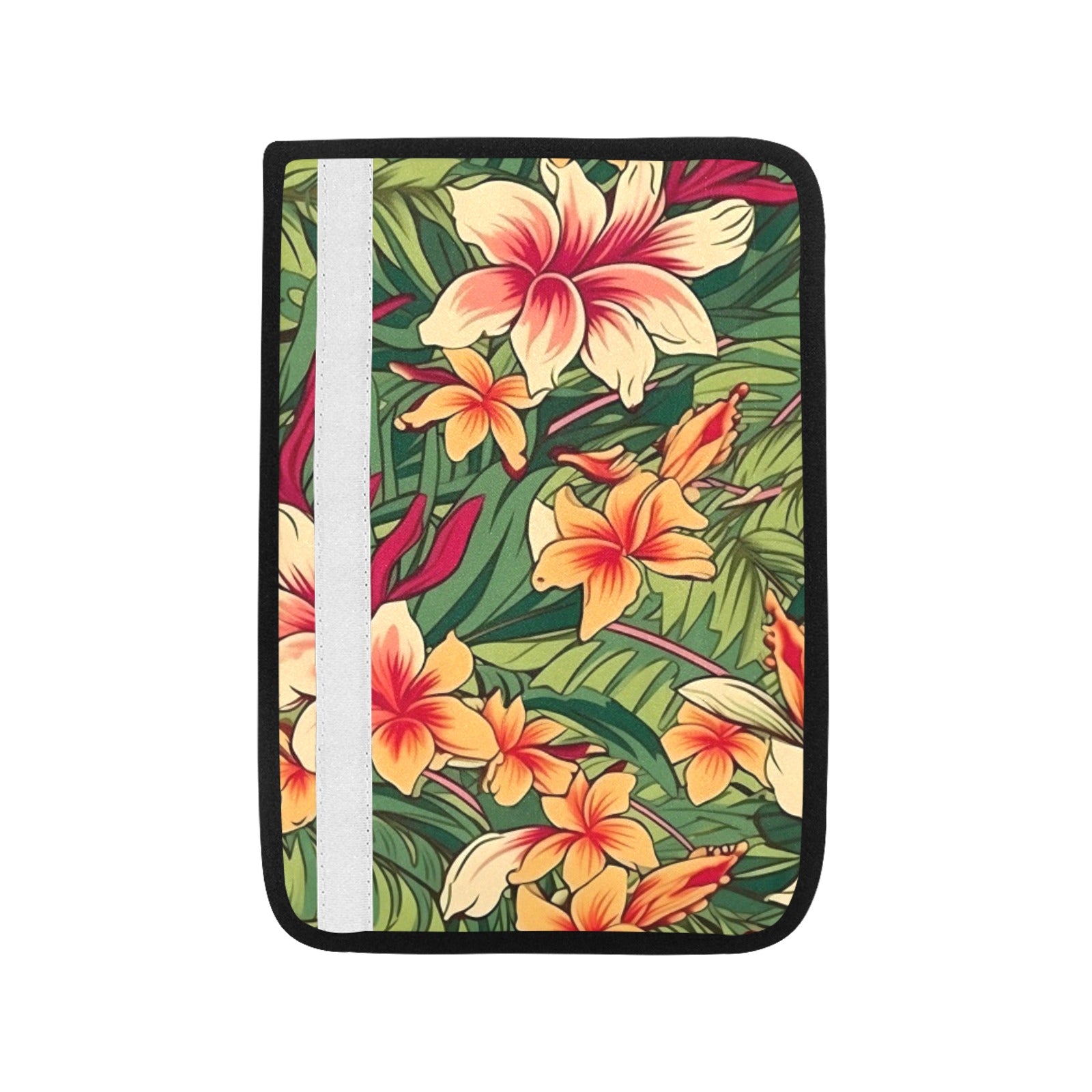 Vintage Hawaiian Floral Car Seat Belt Cover 7''x10'' (Pack of 2) Car Seat Belt Cover 7x10 (Pack of 2) Plants Printed Offshore