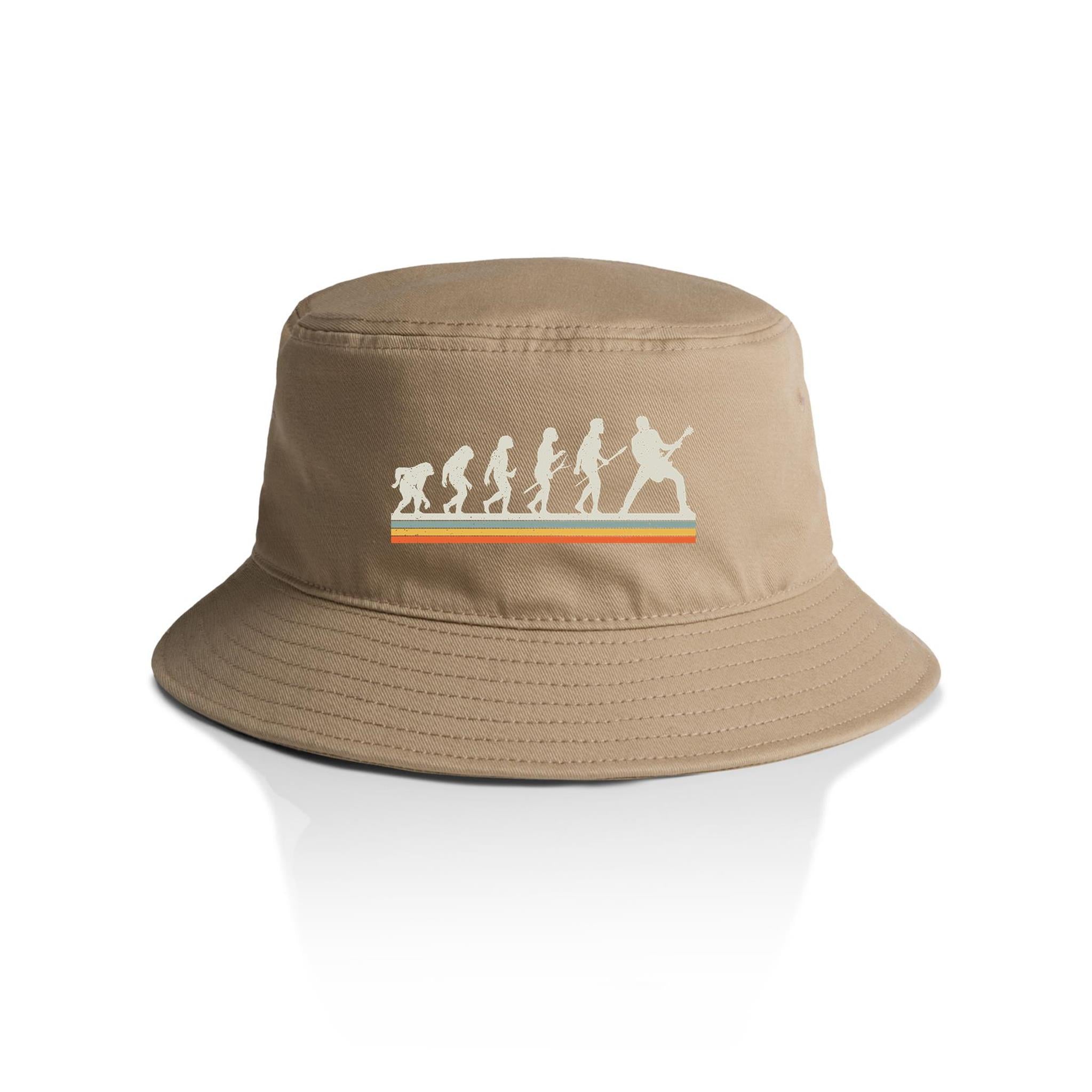 Guitarist Evolution - AS Colour Bucket Hat Khaki One Size As Colour Bucket Hat Music Printed In Australia