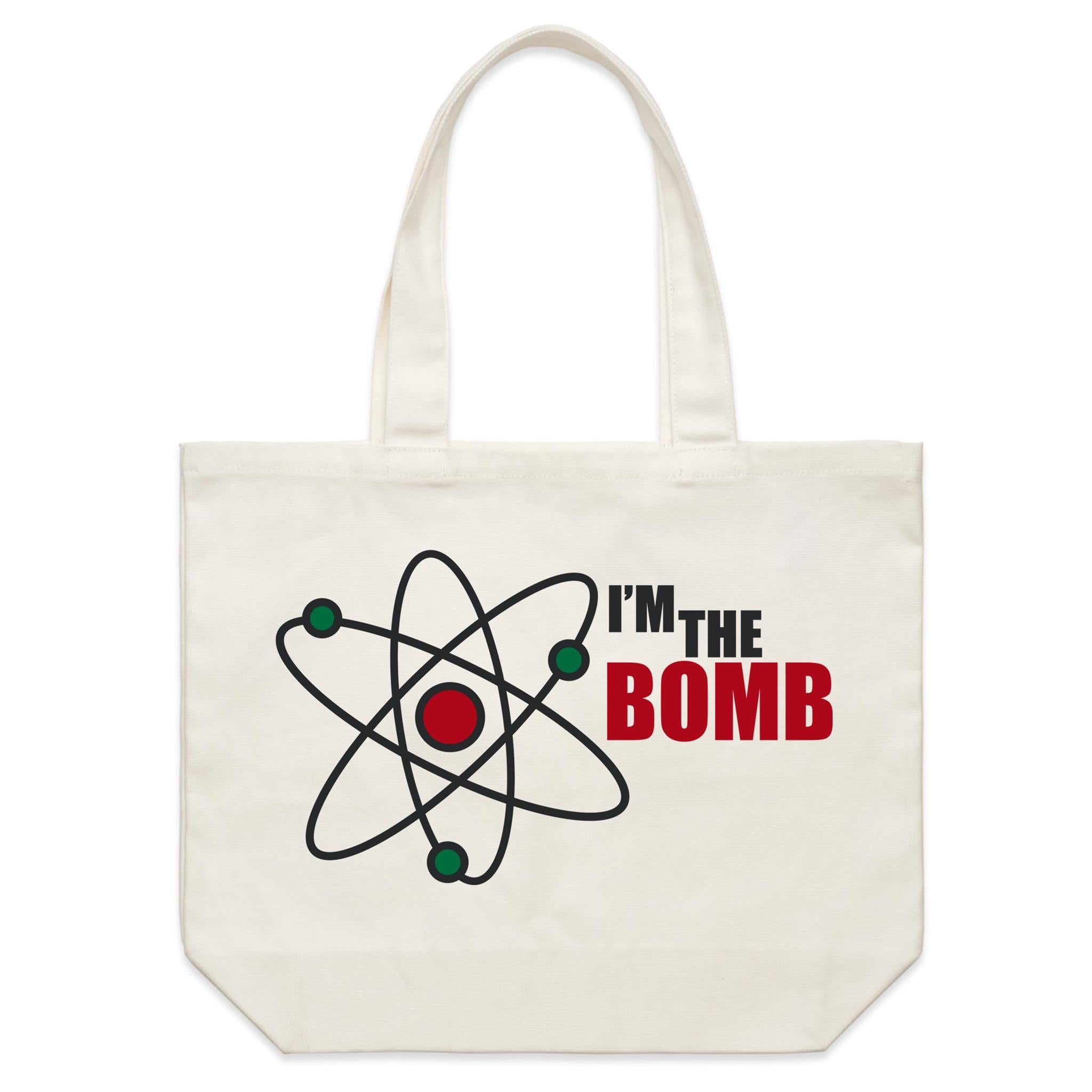 Atom, I'm The Bomb - Shoulder Canvas Tote Bag Default Title Large Tote Bag Printed In Australia Science