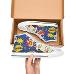 Blue Comic Book - Women's High Top Canvas Shoes