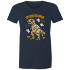Spookysaurus, Halloween Dinosaur - Womens T-shirt Navy Womens T-shirt Halloween Printed In Australia