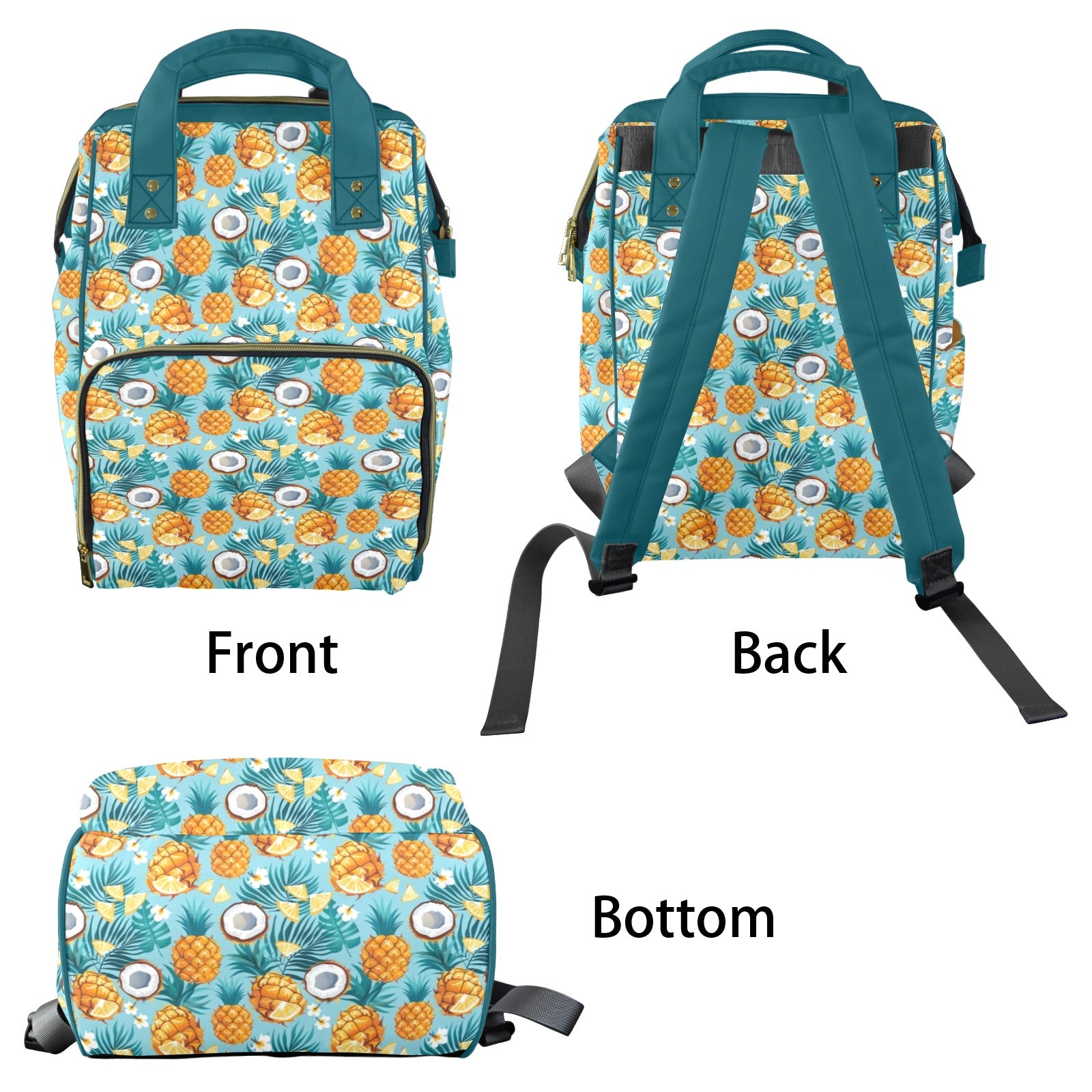 Pineapple Coconut Multi-Function Backpack, Nappy / Diaper Bag Multi-function Backpack, Nappy / Diaper Bag Food Printed Offshore