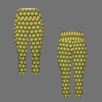 Yellow Flowers On Green Women's High Waist Pocket Capri Yoga Leggings