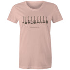 Guitar Timeline - Womens T-shirt Pale Pink Womens T-shirt Music Printed In Australia