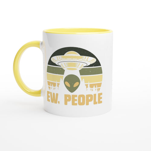 Alien Ew, People - White 11oz Ceramic Mug with Colour Inside Ceramic Yellow Colour 11oz Mug Globally Fulfilled Sci Fi