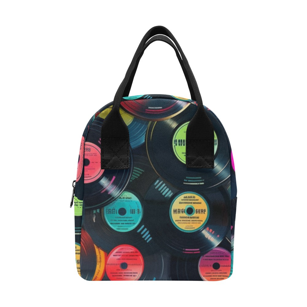 Retro Vinyl Records - Zipper Lunch Bag One Size Zipper Lunch Bag Printed Offshore