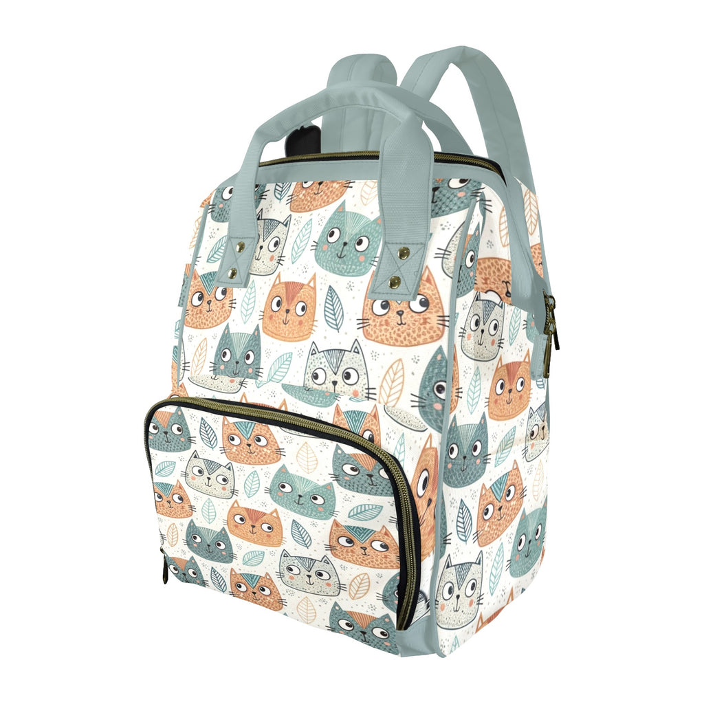Cute Cat Faces - Multi-Function Backpack, Nappy / Diaper Bag