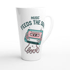 Music Feeds The Soul - White Latte 17oz Ceramic Mug Latte Mug Globally Fulfilled Music Retro