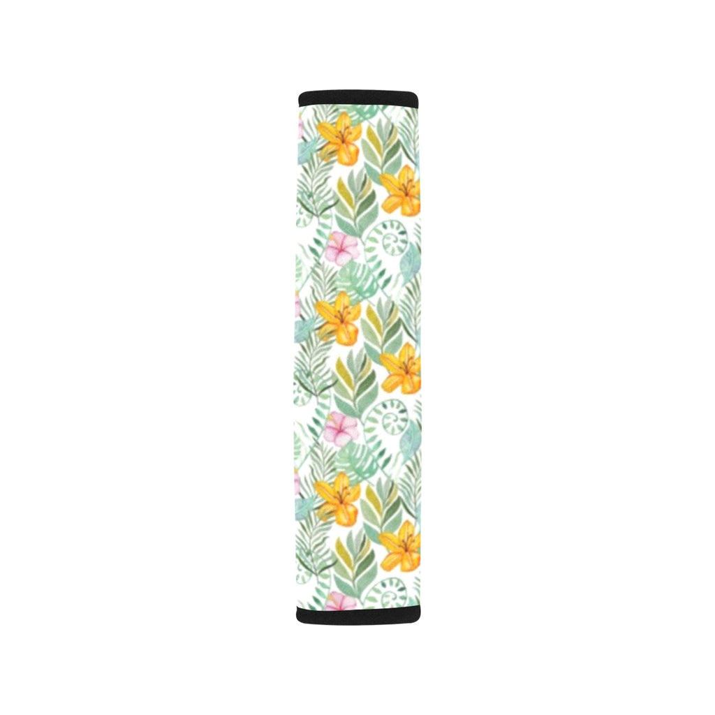 Tropical Flowers And Leaves Car Seat Belt Cover 7''x10'' (Pack of 2) Car Seat Belt Cover 7x10 (Pack of 2) Plants Printed Offshore