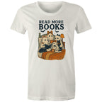 Read More Books, Halloween Ghosts - Womens T-shirt Natural Womens T-shirt Halloween Printed In Australia Reading