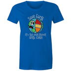 Save Earth, It's The Only Planet With Cake - Womens T-shirt Bright Royal Womens T-shirt Environment Food Printed In Australia