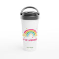 Personalised Cup Of Happiness, Rainbow White 15oz Stainless Steel Travel Mug Default Title Personalised Travel Mug Coffee Globally Fulfilled Positivity
