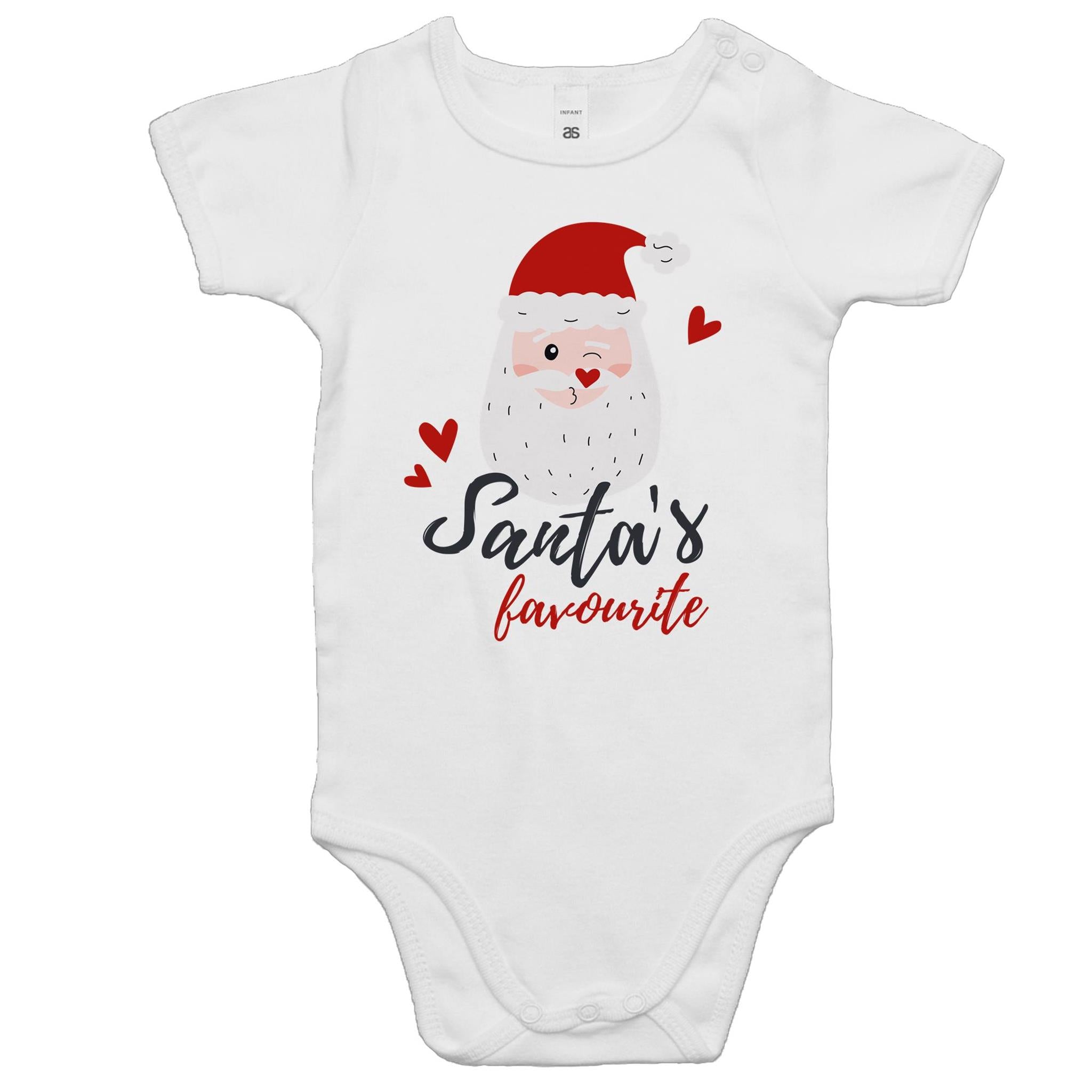 Santa's Favourite - Baby Bodysuit White Baby Christmas Bodysuit Christmas Printed In Australia